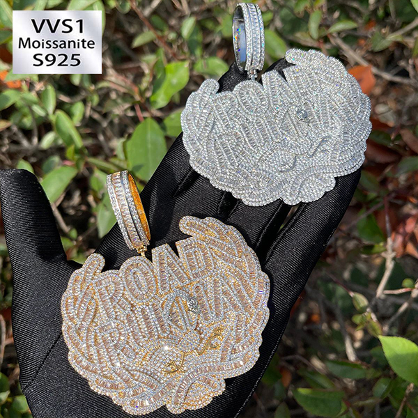 Iced Moissanite Letter Number Diamond Pendant