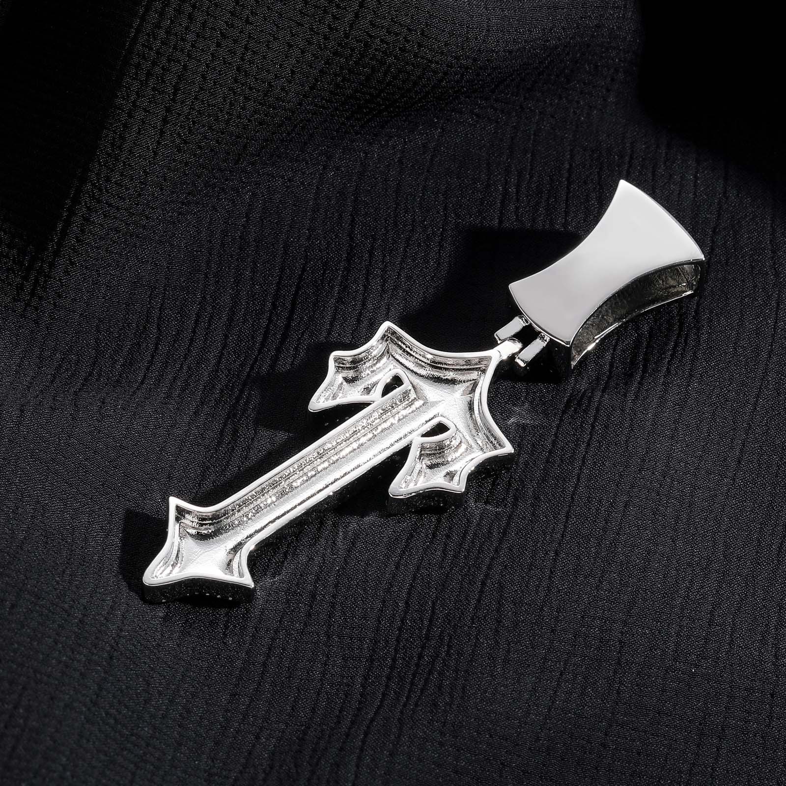 Moissanite Cross Pendant Chain Set