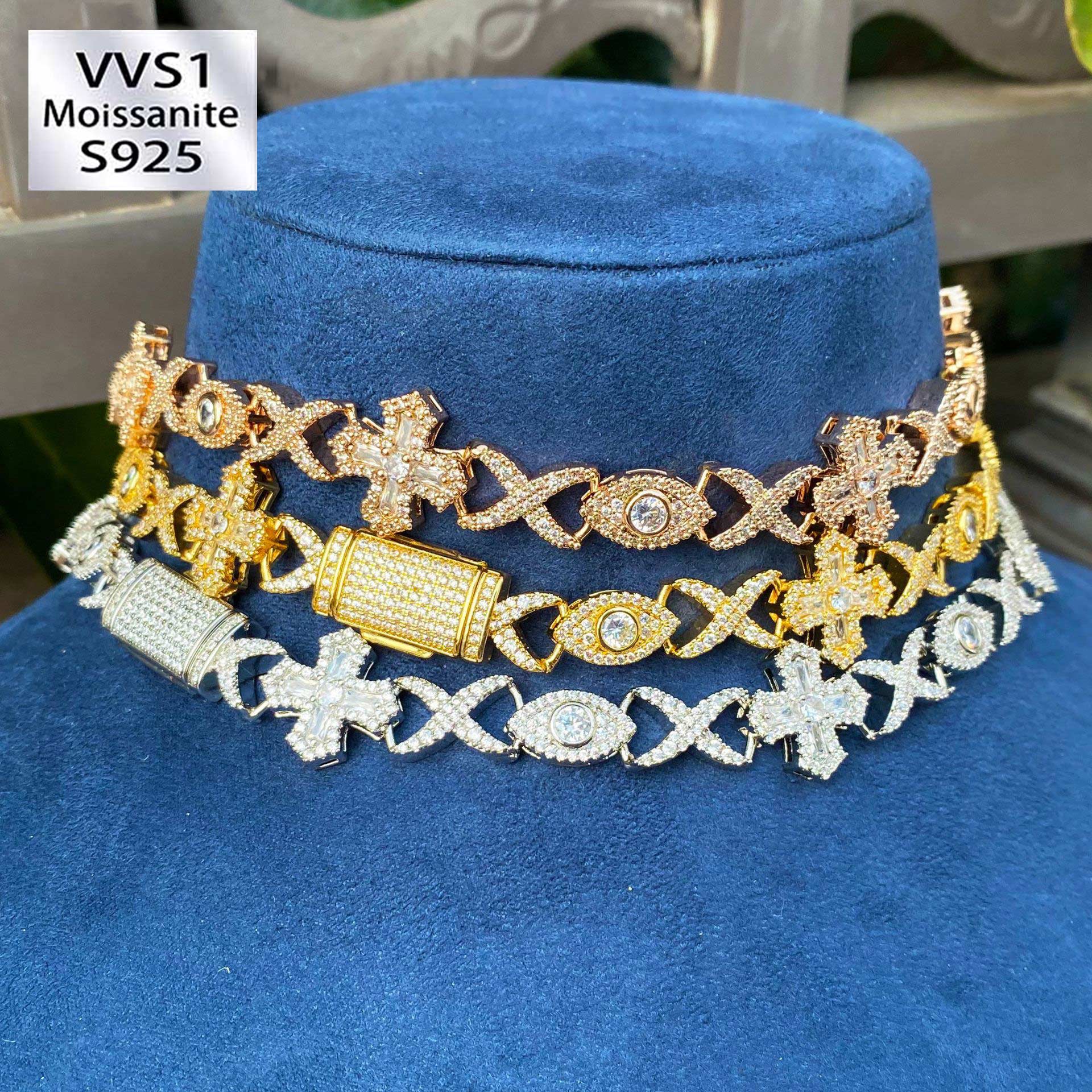 Ice Moissanite Eyes Cross Unlimited 8-figure Cuban Chain