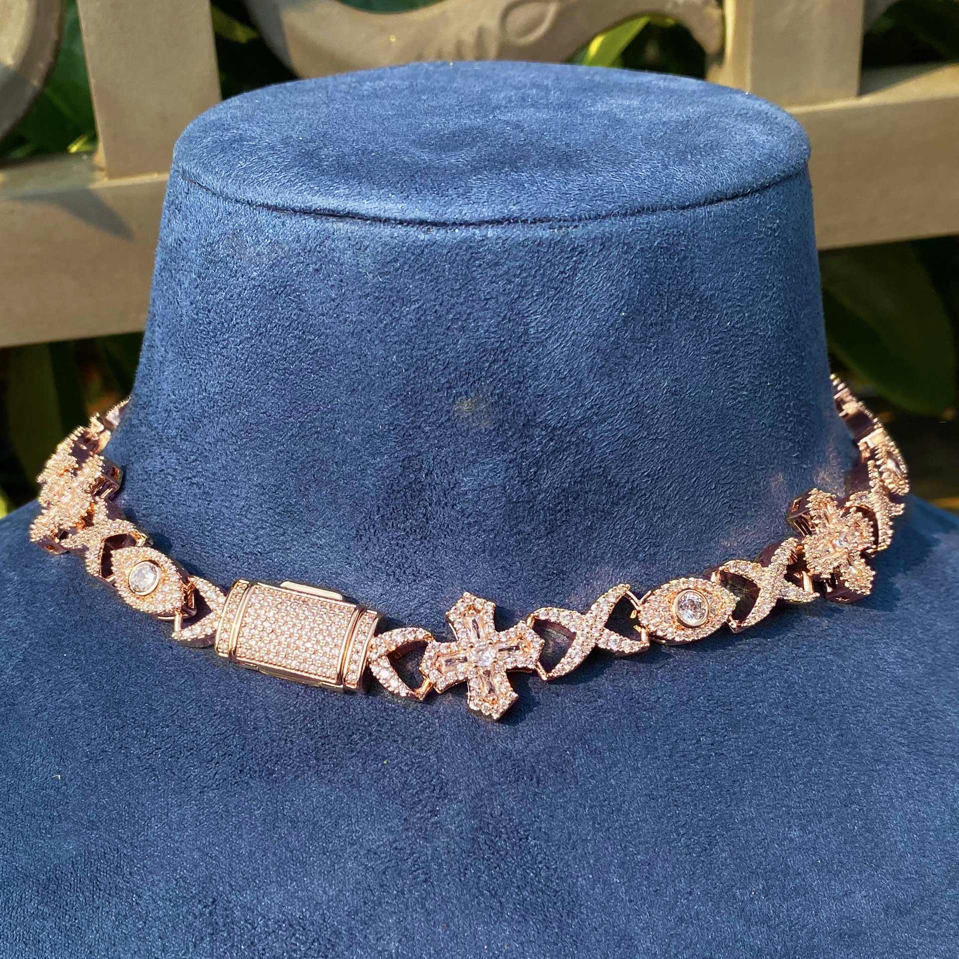 Ice Moissanite Eyes Cross Unlimited 8-figure Cuban Chain