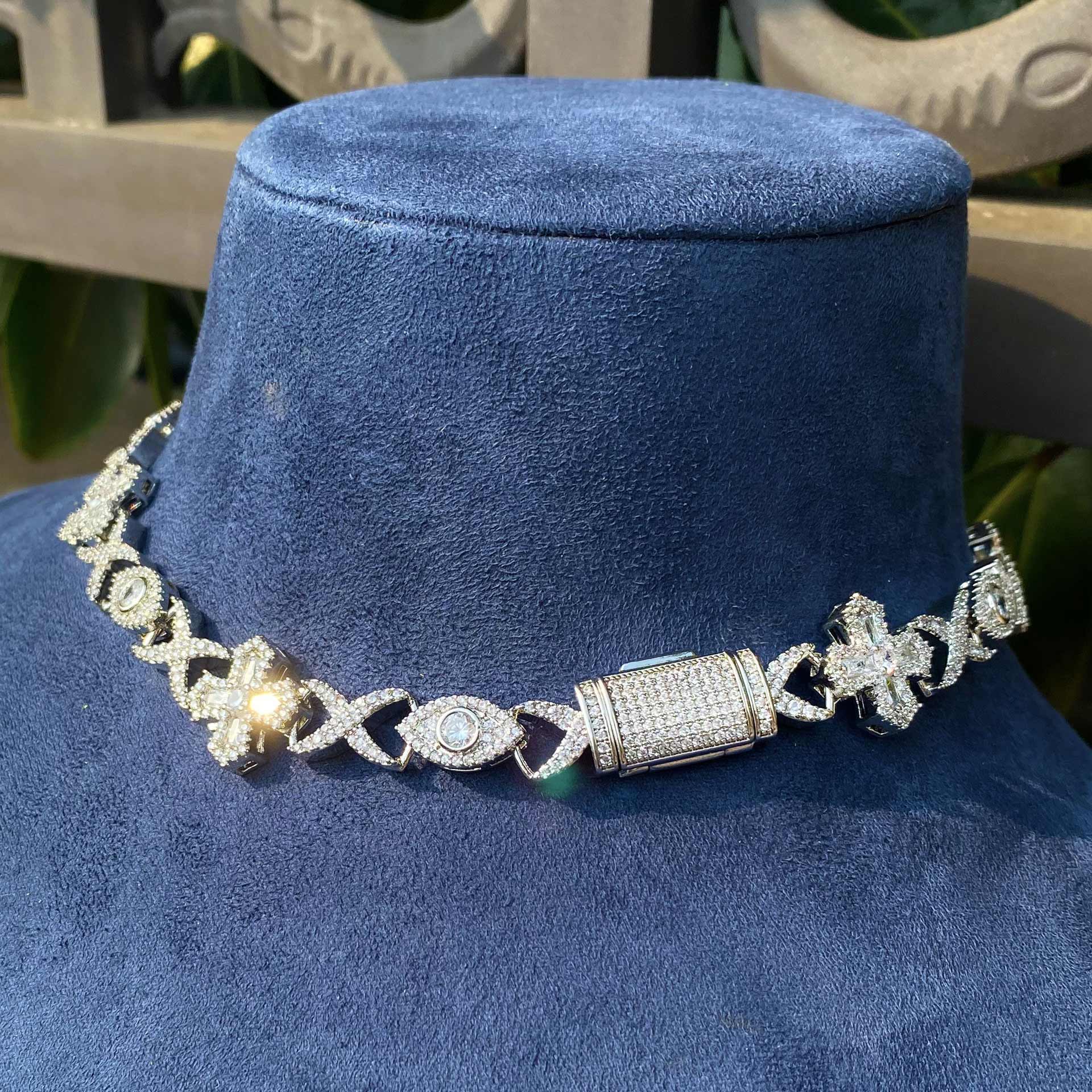 Ice Moissanite Eyes Cross Unlimited 8-figure Cuban Chain