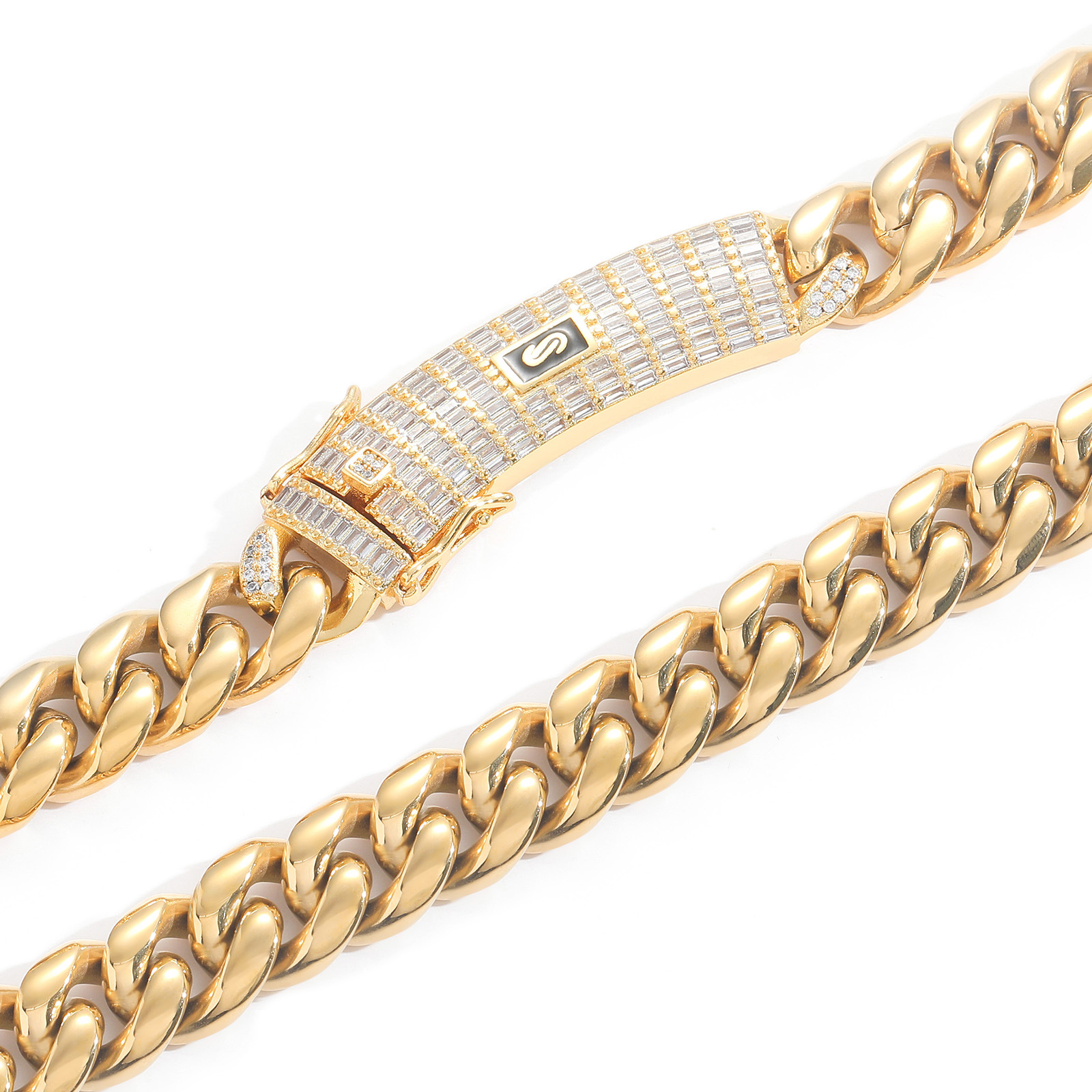 18K Gold Plated Classic Miami Cuban Chain Link And Bracelet