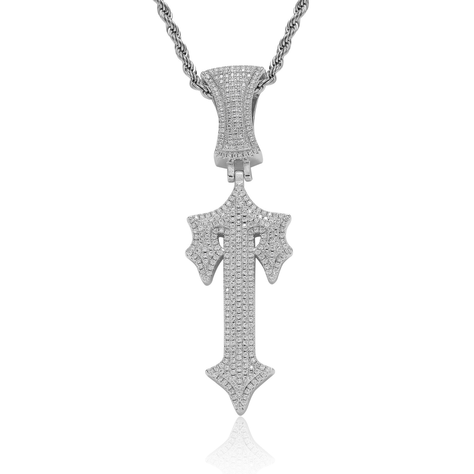 Moissanite Cross Pendant Chain Set