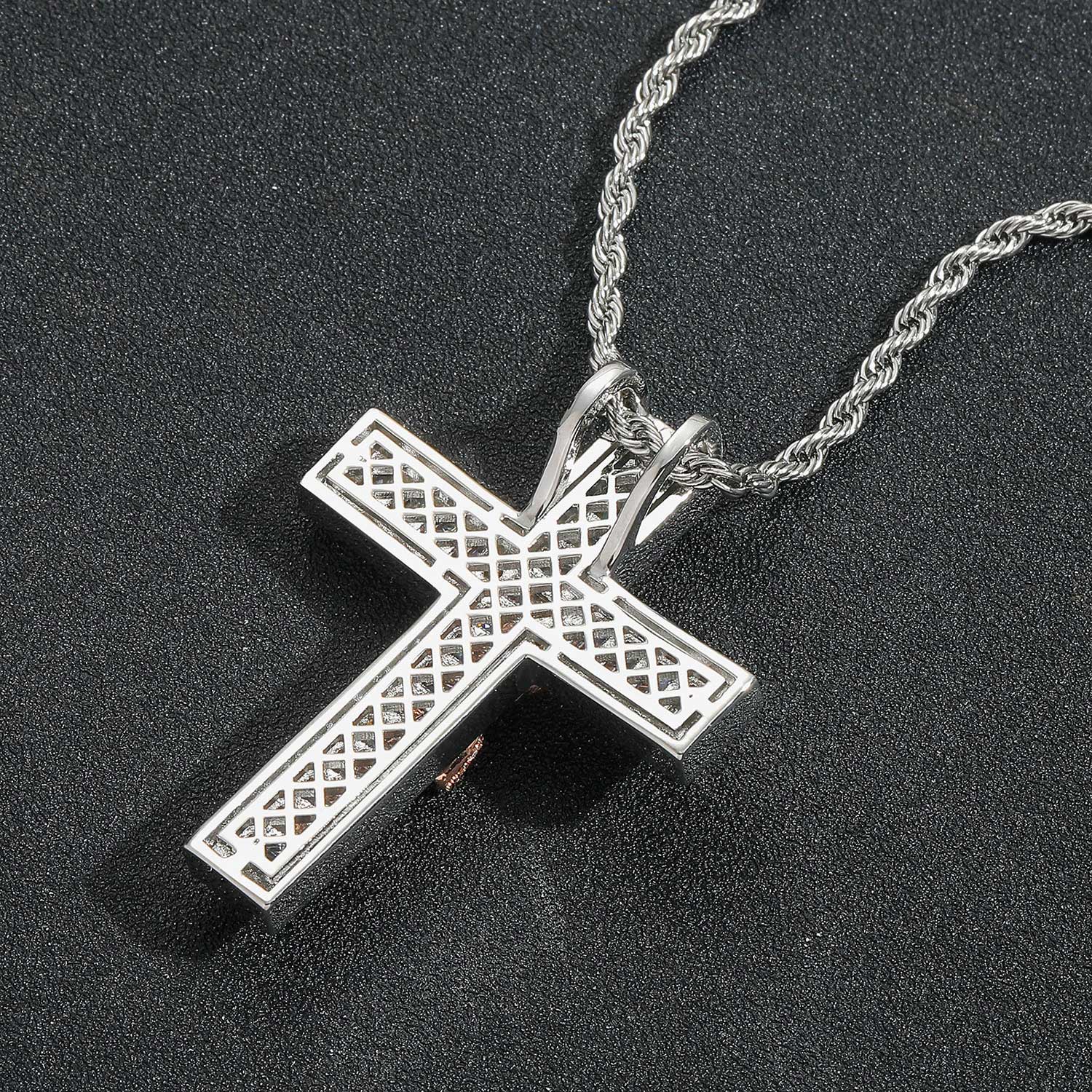 Iced Moissanite Diamond Jesus Cross Pendant Set