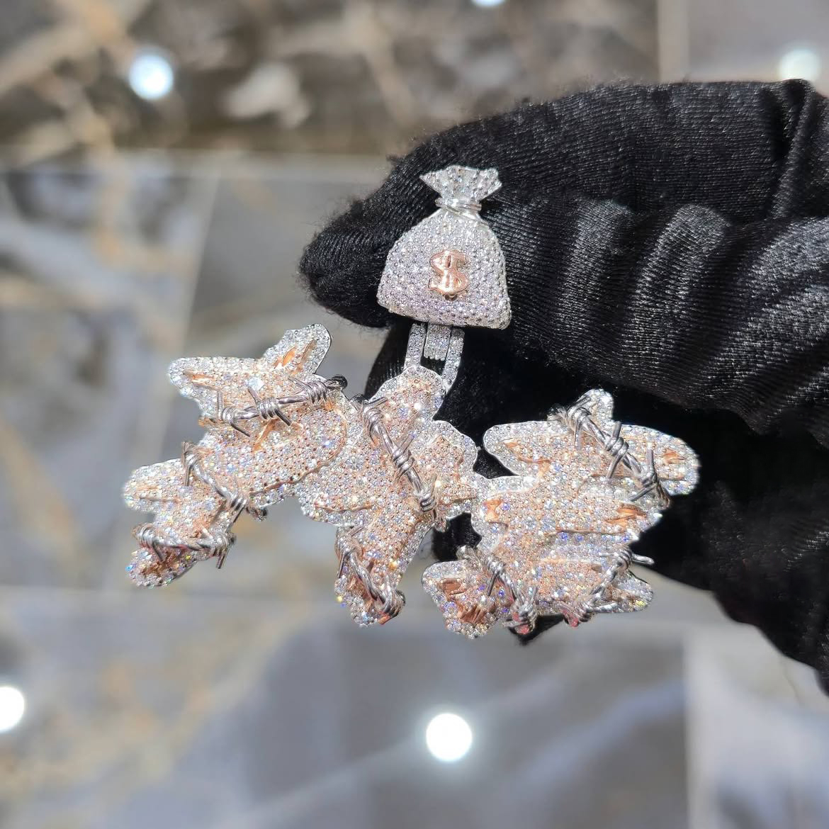 Moissanite P4E Sculpted Rope Wrap Letter Pendant