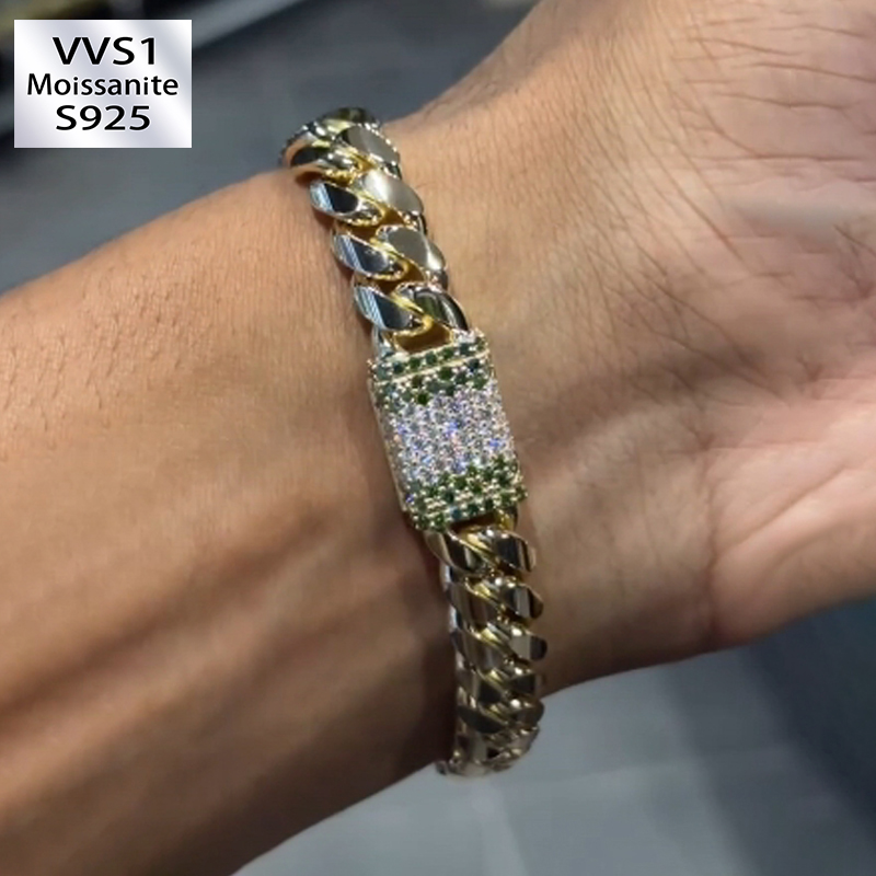 12mm Moissanite Miami Cuban 14K Bracelet