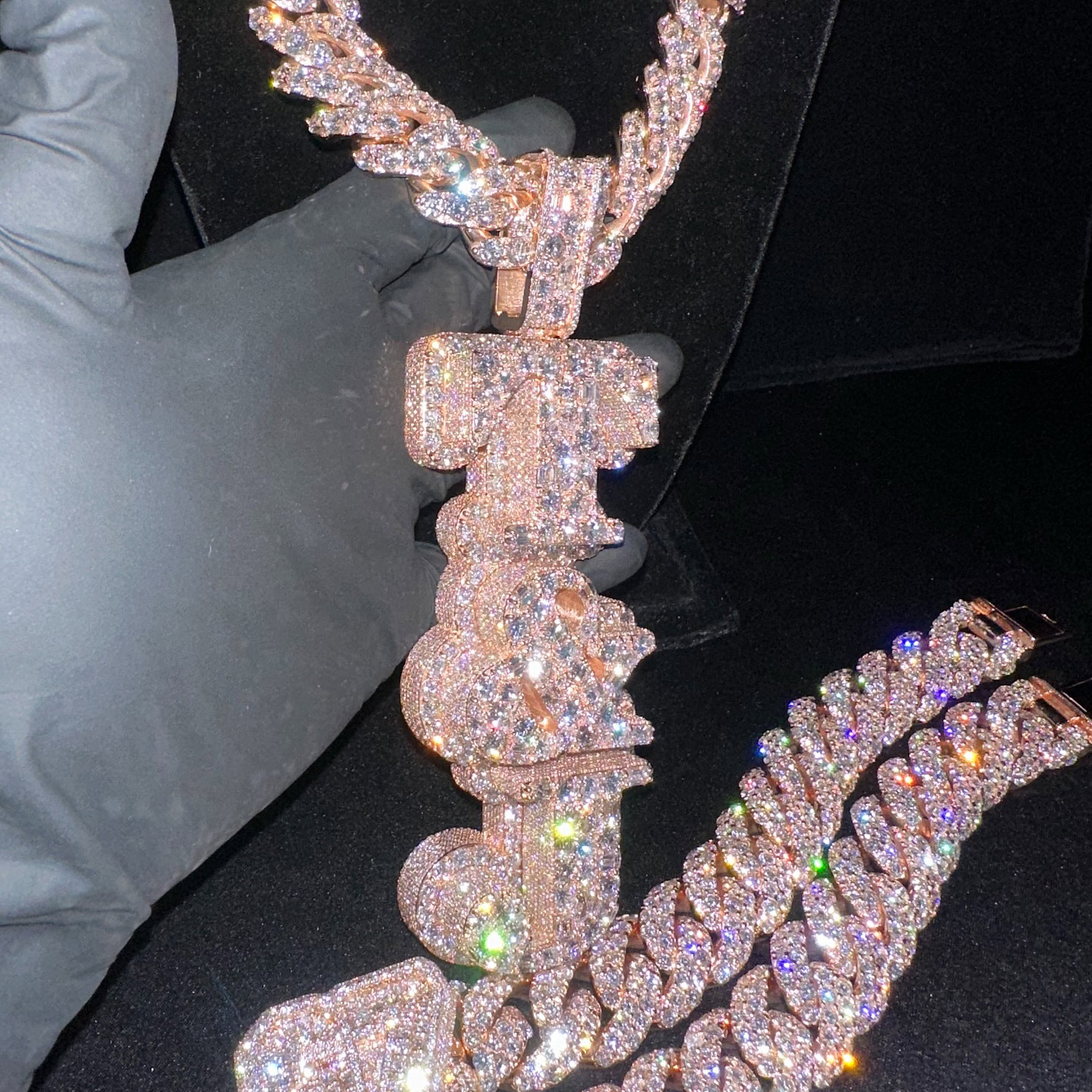 Iced Letter "T&J" Diamond Pendant-Small