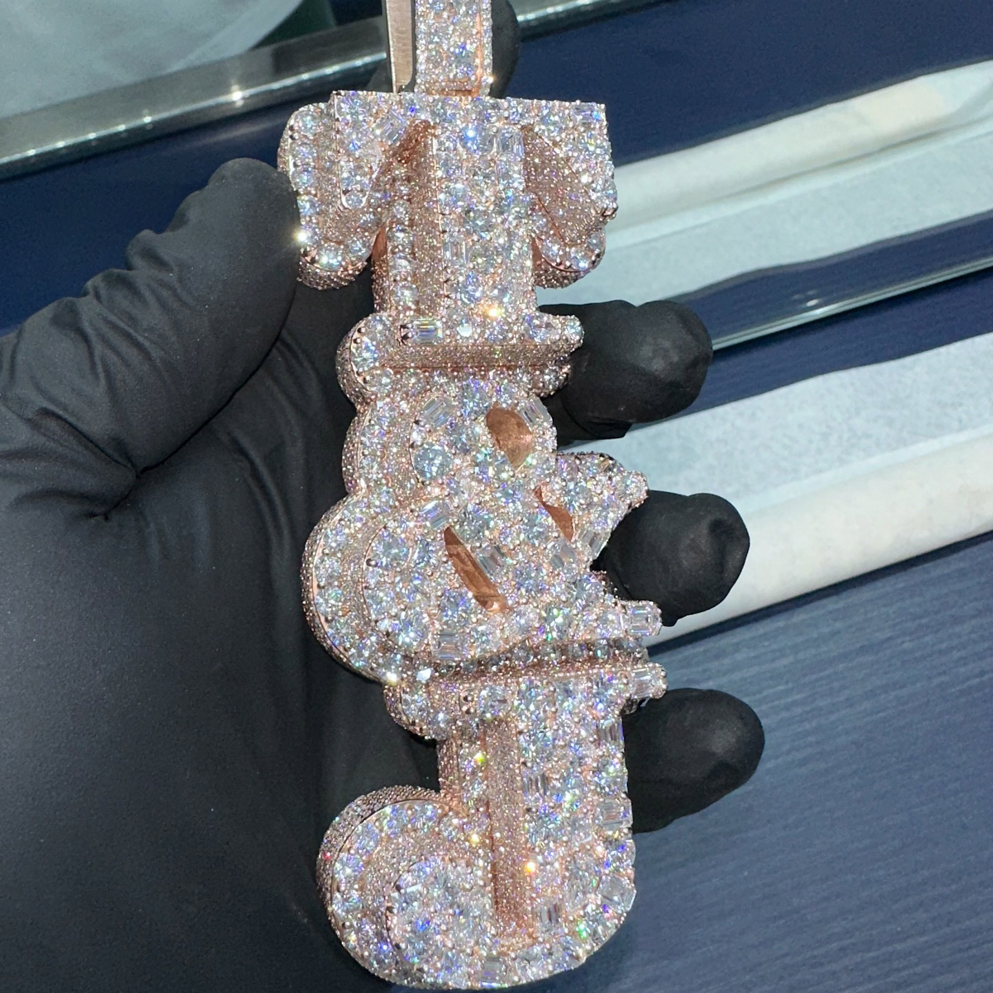 Iced Letter "T&J" Diamond Pendant-Small