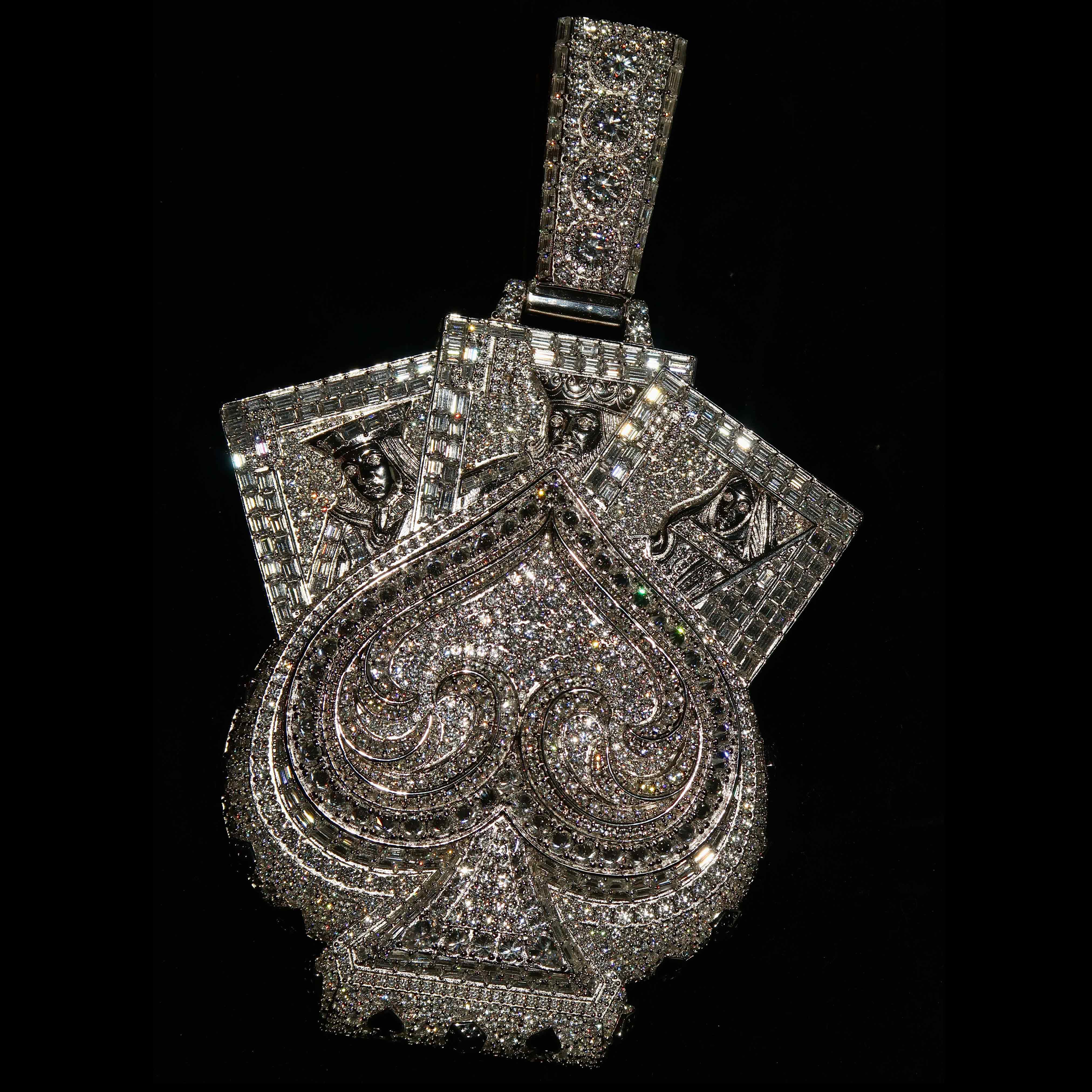 Moissanite Ace of Spades Playing Card Pendant