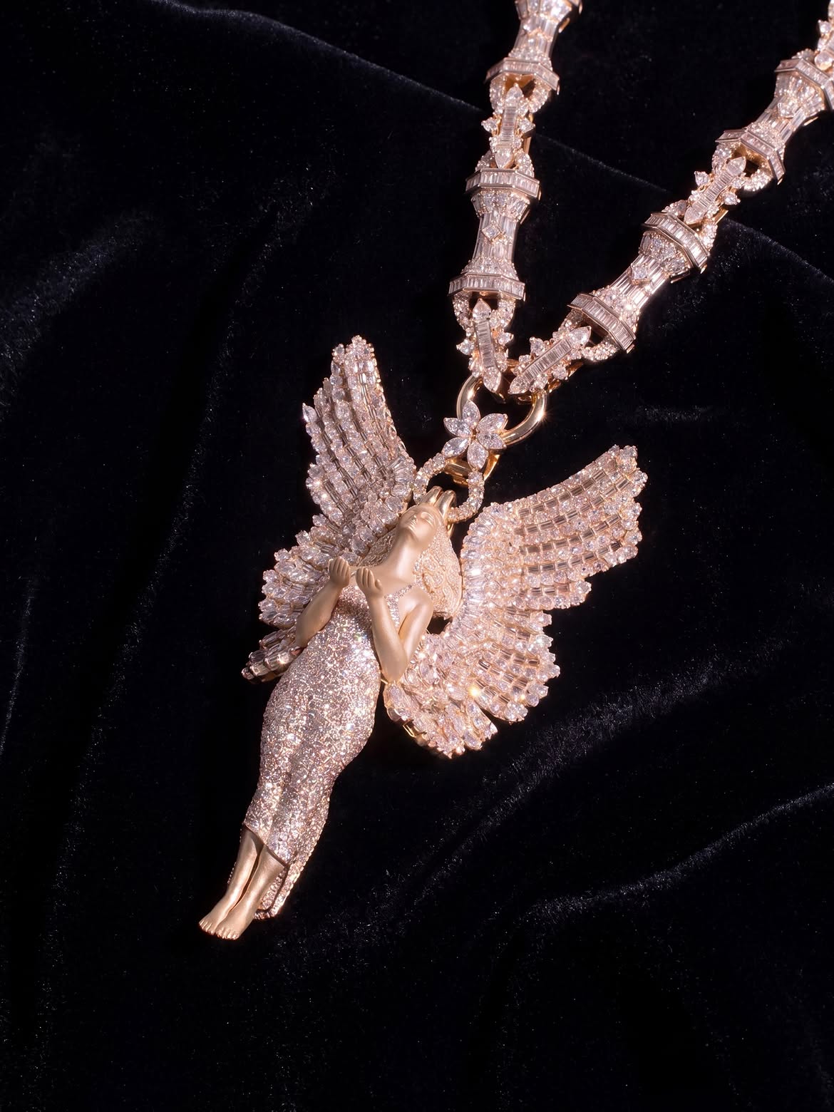 Iced-Out Guardian Angel Pendant