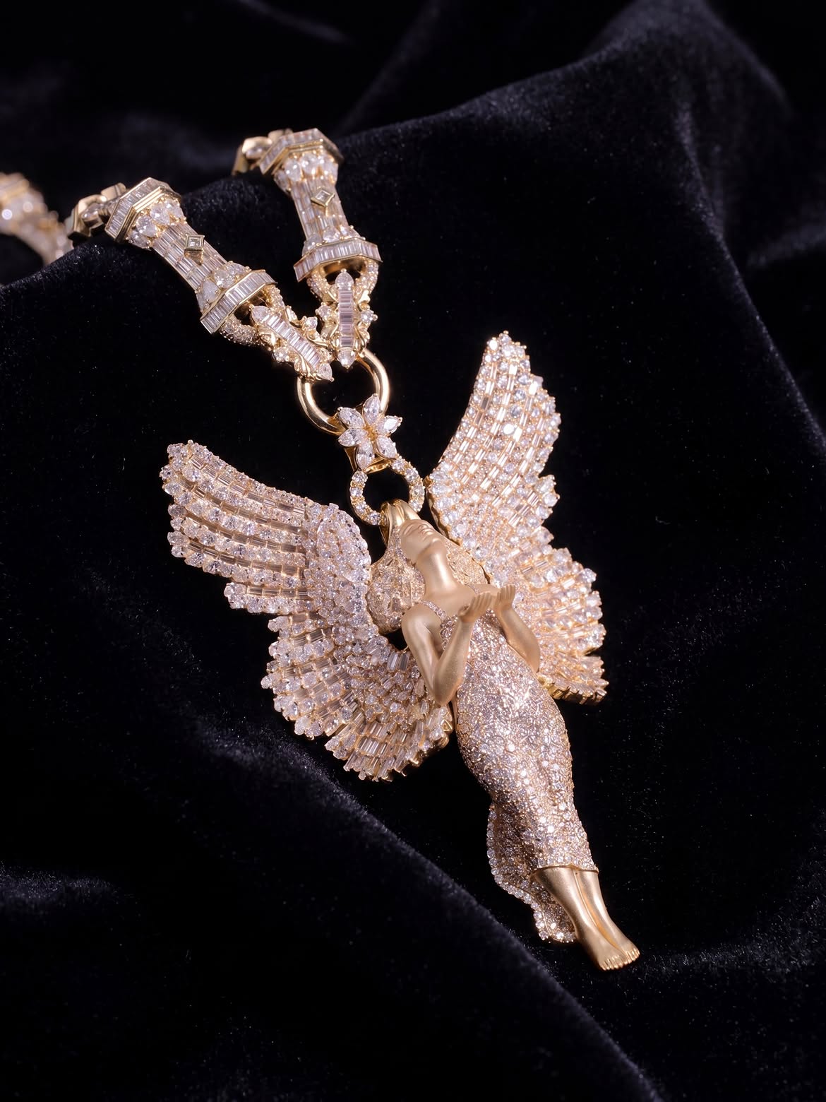 Iced-Out Guardian Angel Pendant