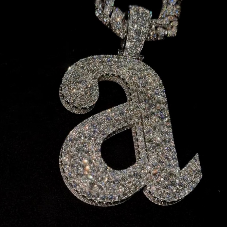 Moissanite Sparkle Letter "a" Full Diamond Pendant