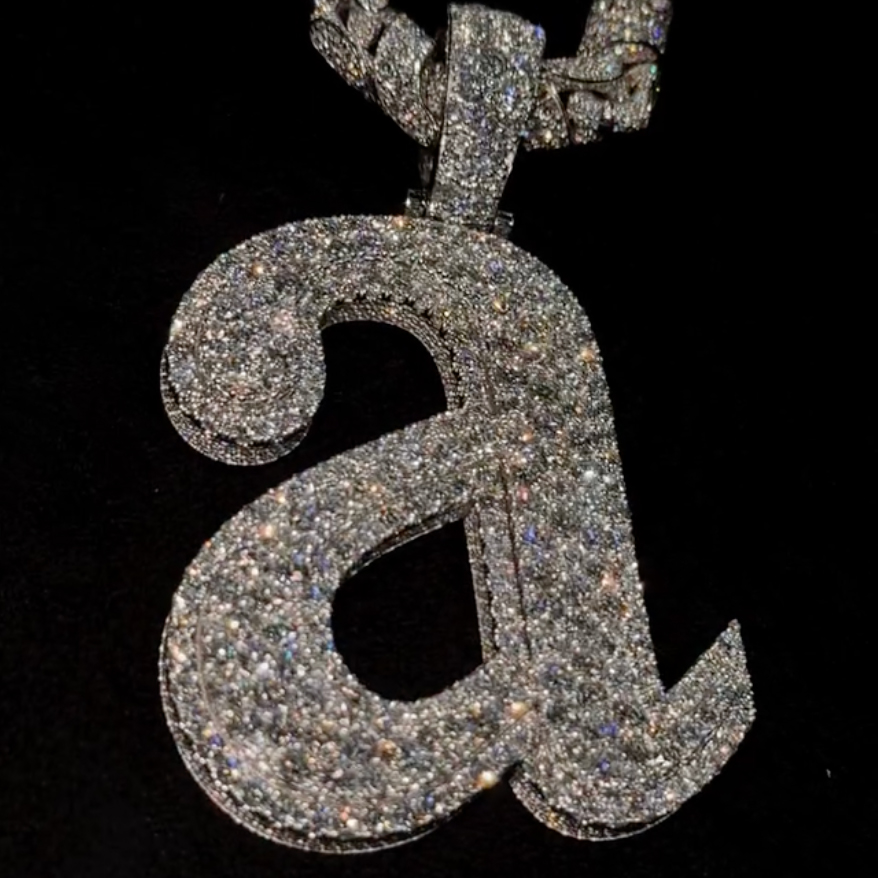 Moissanite Sparkle Letter "a" Full Diamond Pendant