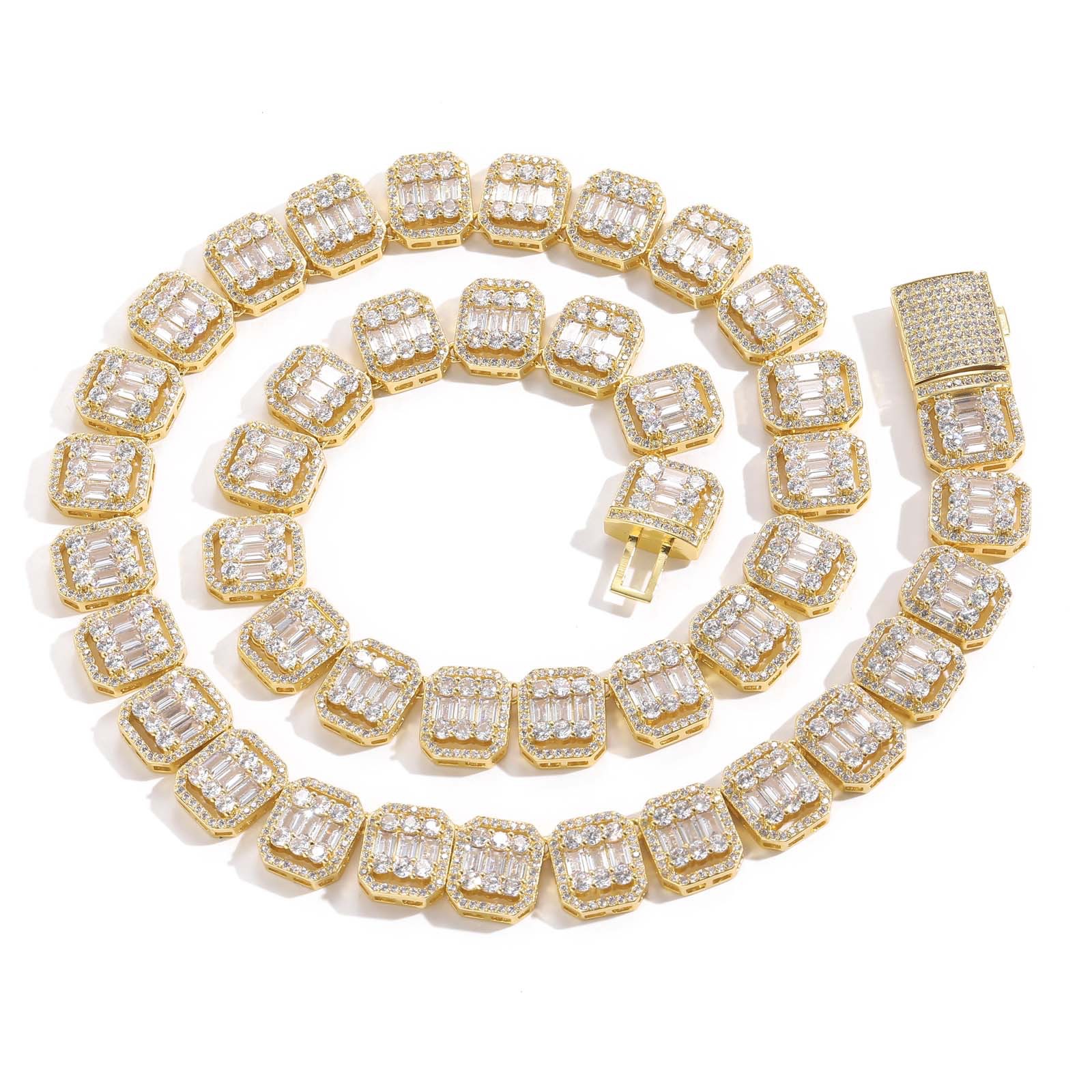 13mm 925 Sterling Silver Moissanite Baguette Rapper Chain Iced Out