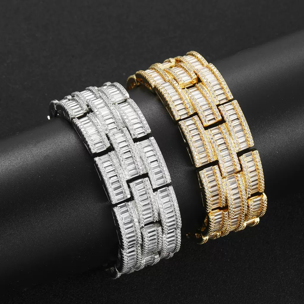 25MM Iced Moissanite Hip Hop T-square Bracelet