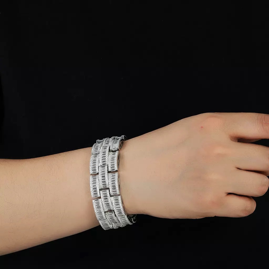25MM Iced Moissanite Hip Hop T-square Bracelet