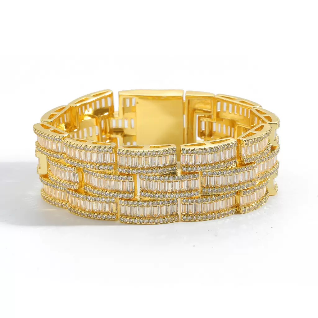 25MM Iced Moissanite Hip Hop T-square Bracelet