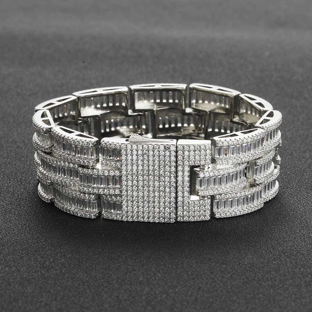 25MM Iced Moissanite Hip Hop T-square Bracelet