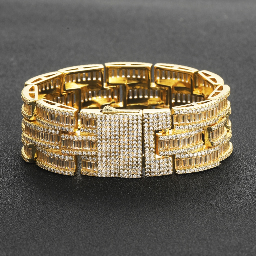 25MM Iced Moissanite Hip Hop T-square Bracelet