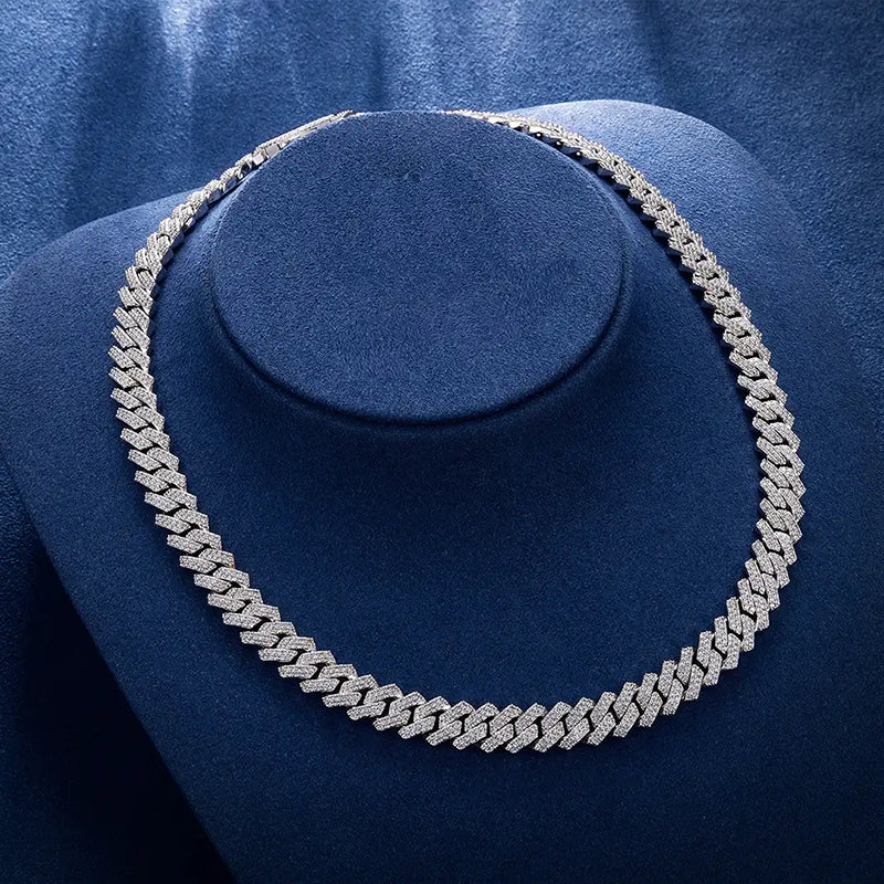 10MM Moissanite Diamond Prong Cuban Chain