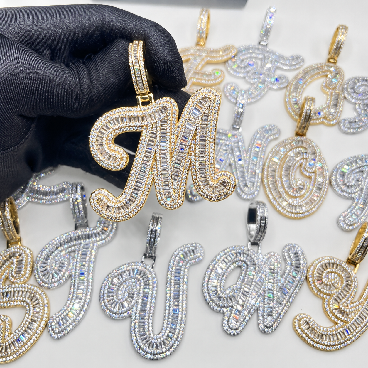 Iced out custom letter pendant  with CZ stones in hip hop style