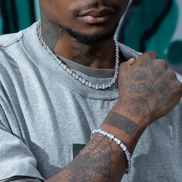 Mixed Size 6mm x 5mm  Moissanite Tennis Chain