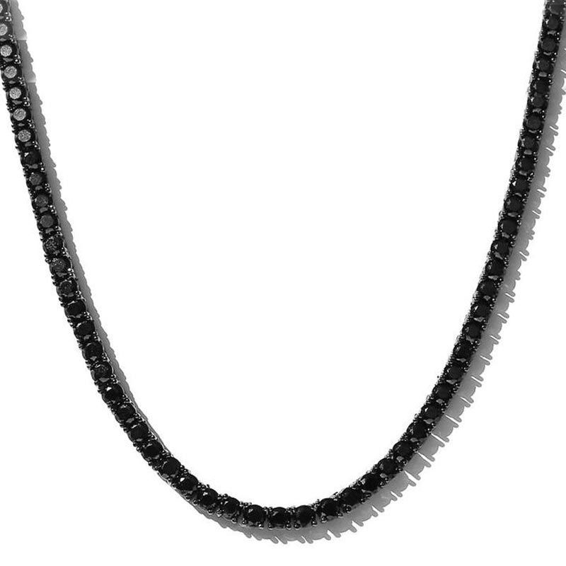 4mm/5mm  Black Moissanite Stones Tennis Chain in Black Gold