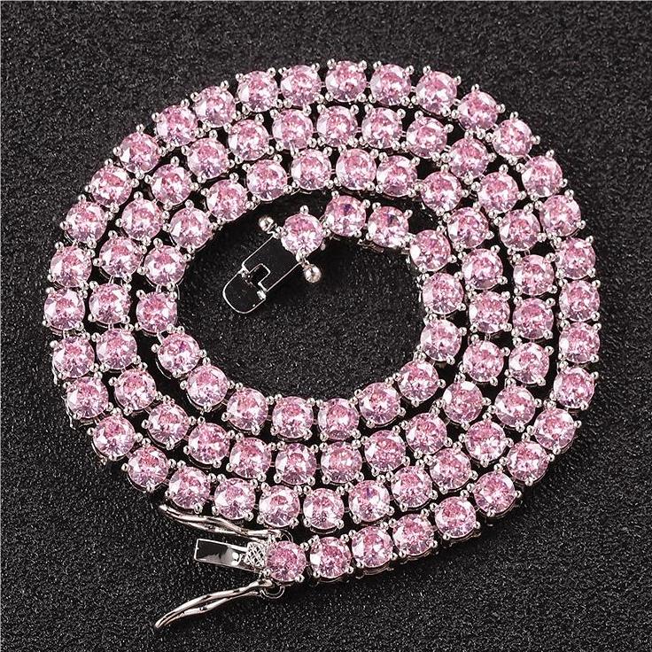 4mm Fancy Yellow/Pink/Purple Moissanite Tennis Chain in Gold