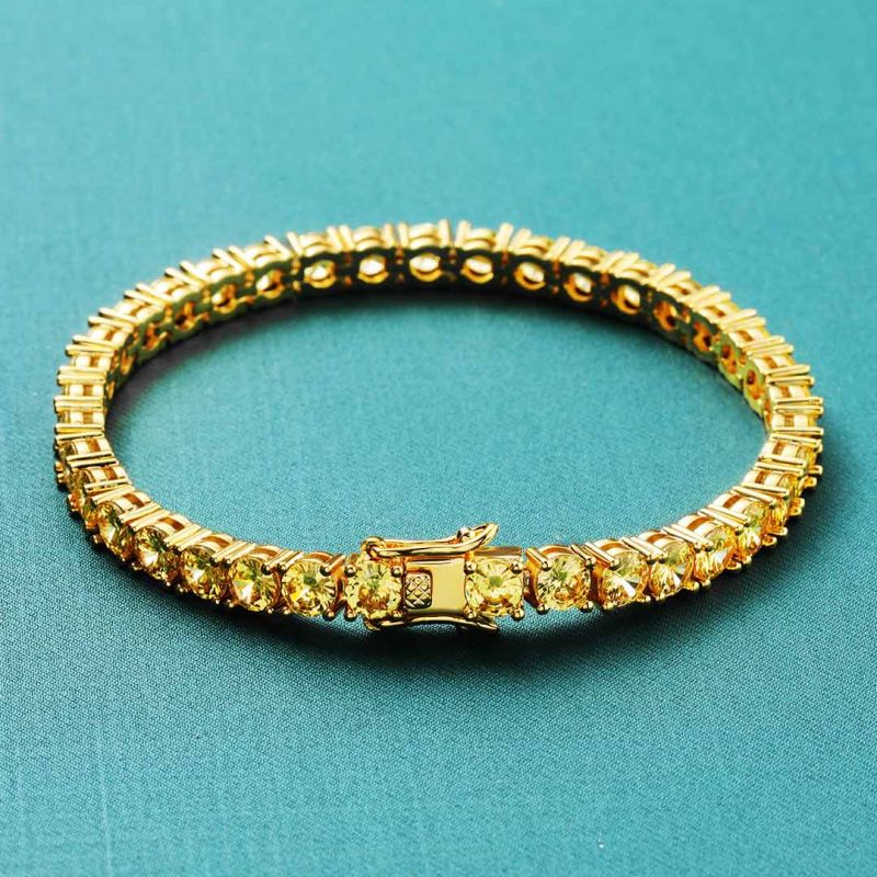 5mm Fancy Yellow Moissanite Tennis Bracelet in Gold