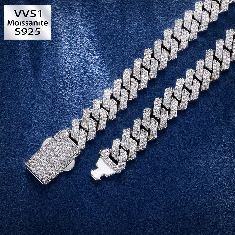 10MM Moissanite Diamond Prong Cuban Chain