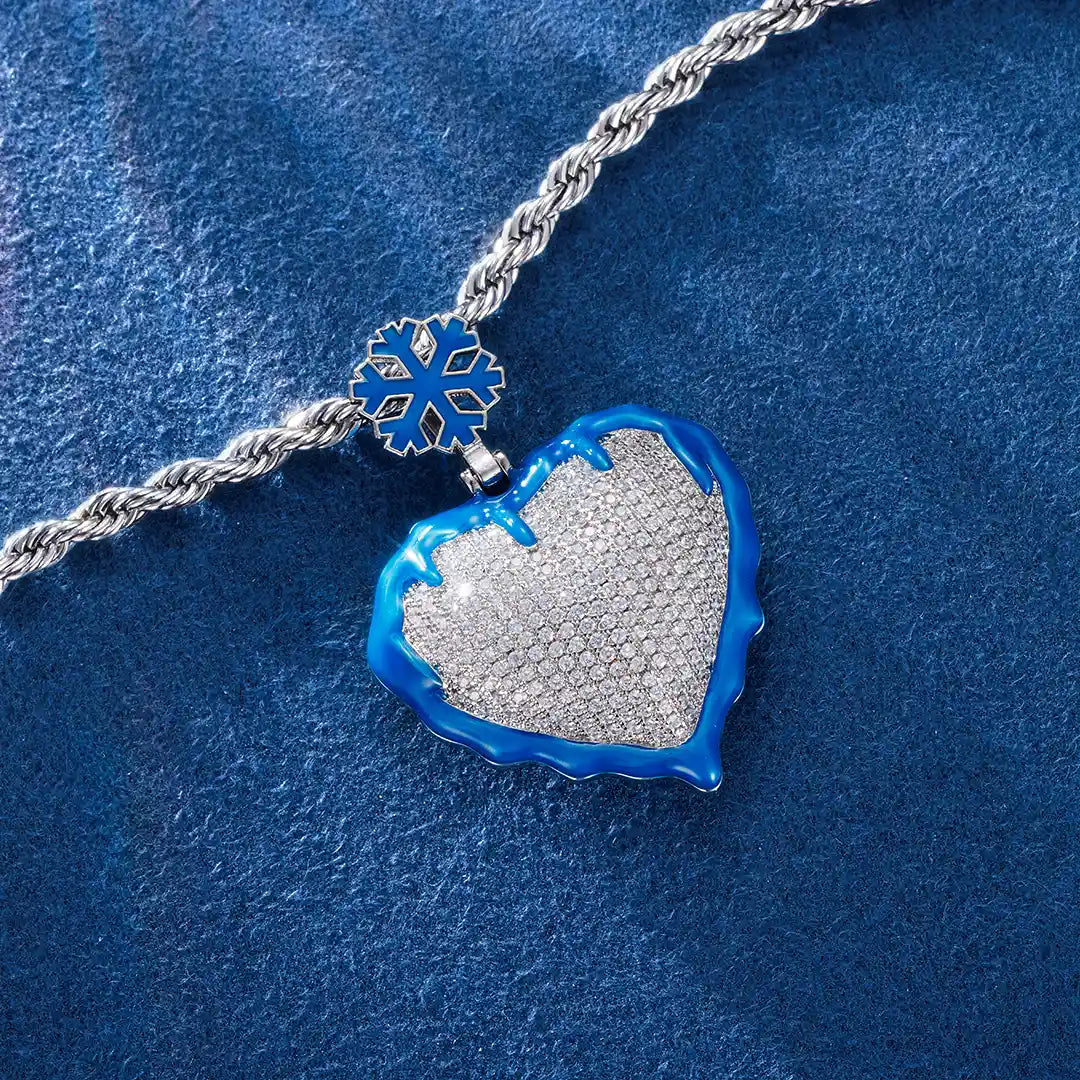 Glow in Dark Frozen Heart Moissanite Pendant