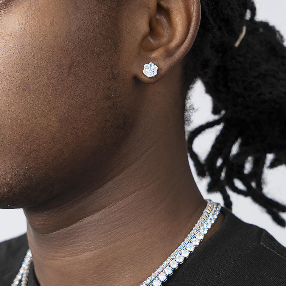 Total 4.2CT 925 Sterling Silver VVS1 Moissanite Cluster Hexagon Earrings