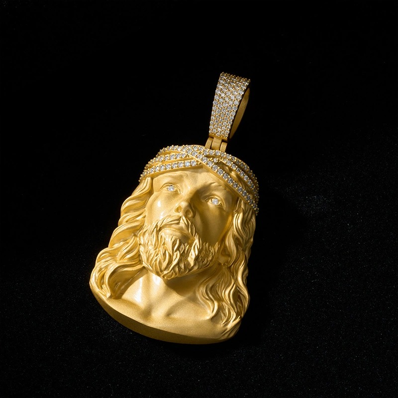 925 Sterling Silver Jesus Moissanite Pendant (IN STOCK)