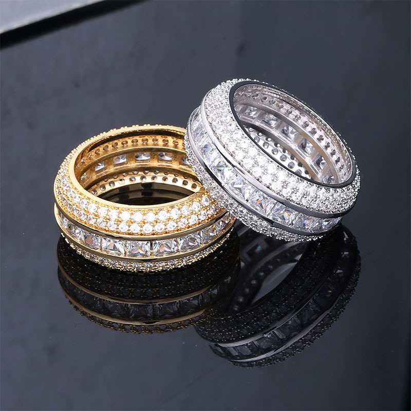 Iced Out Square Stone Eternity Band Ring