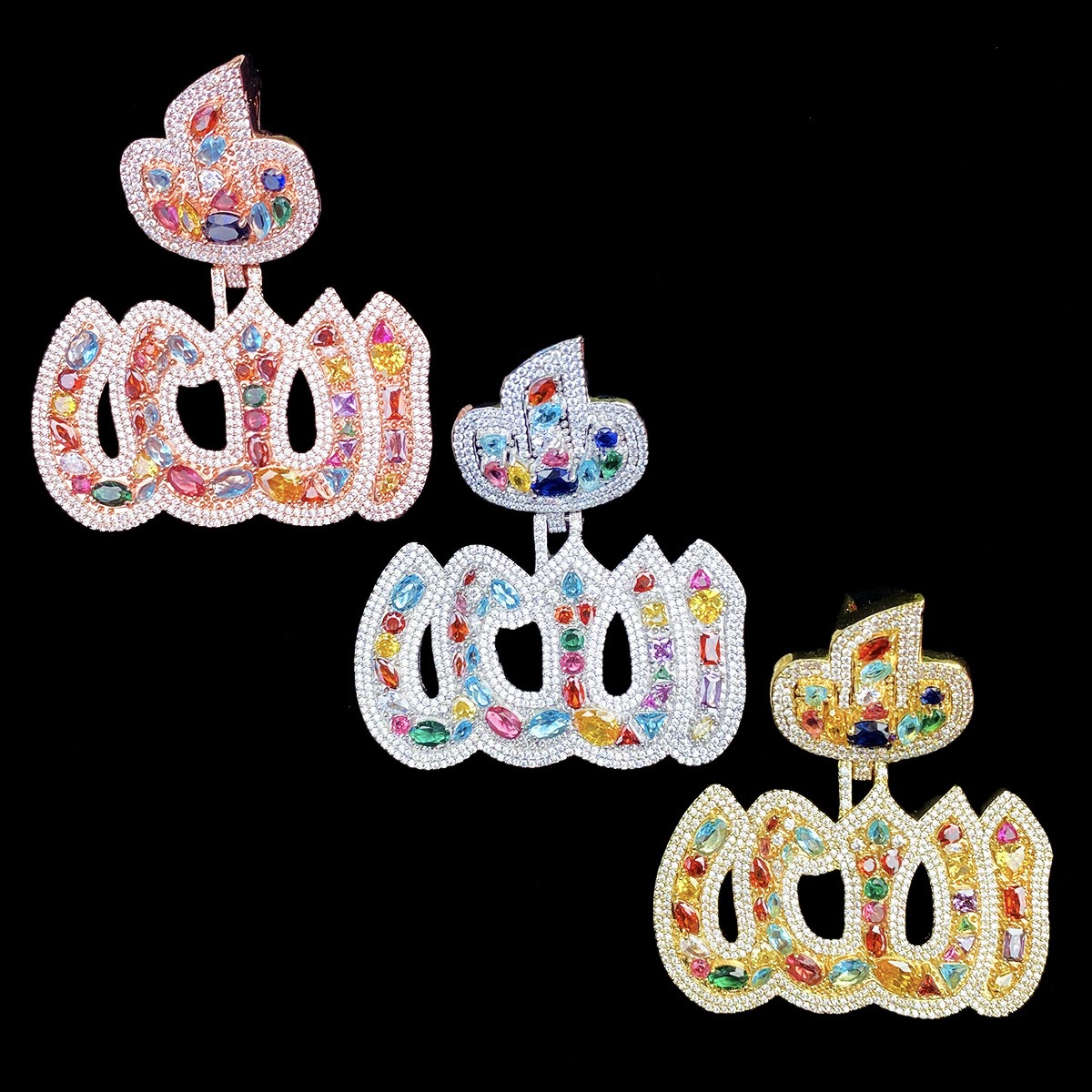 Colored Diamond Allah Pendant (IN STOCK)