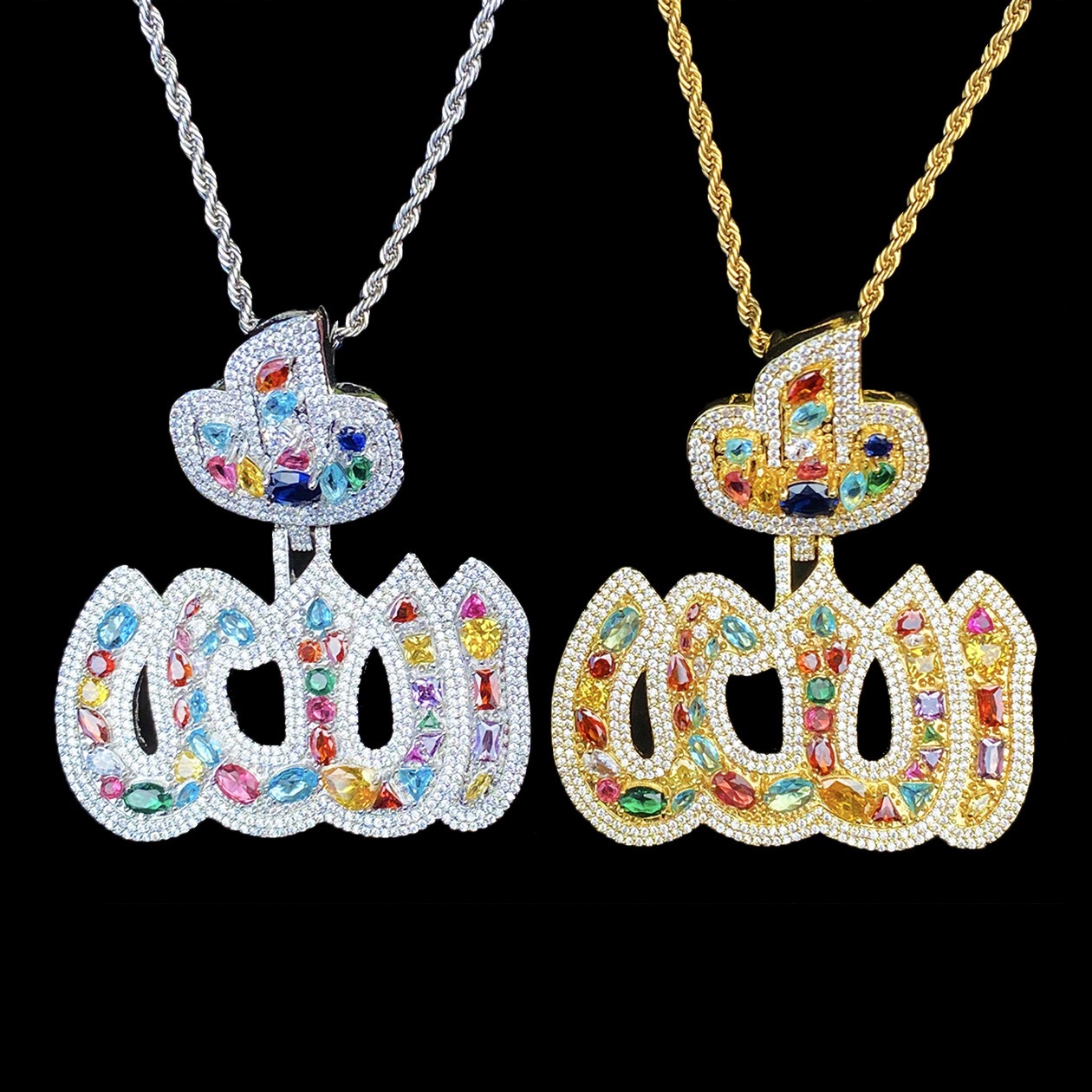 Colored Diamond Allah Pendant (IN STOCK)