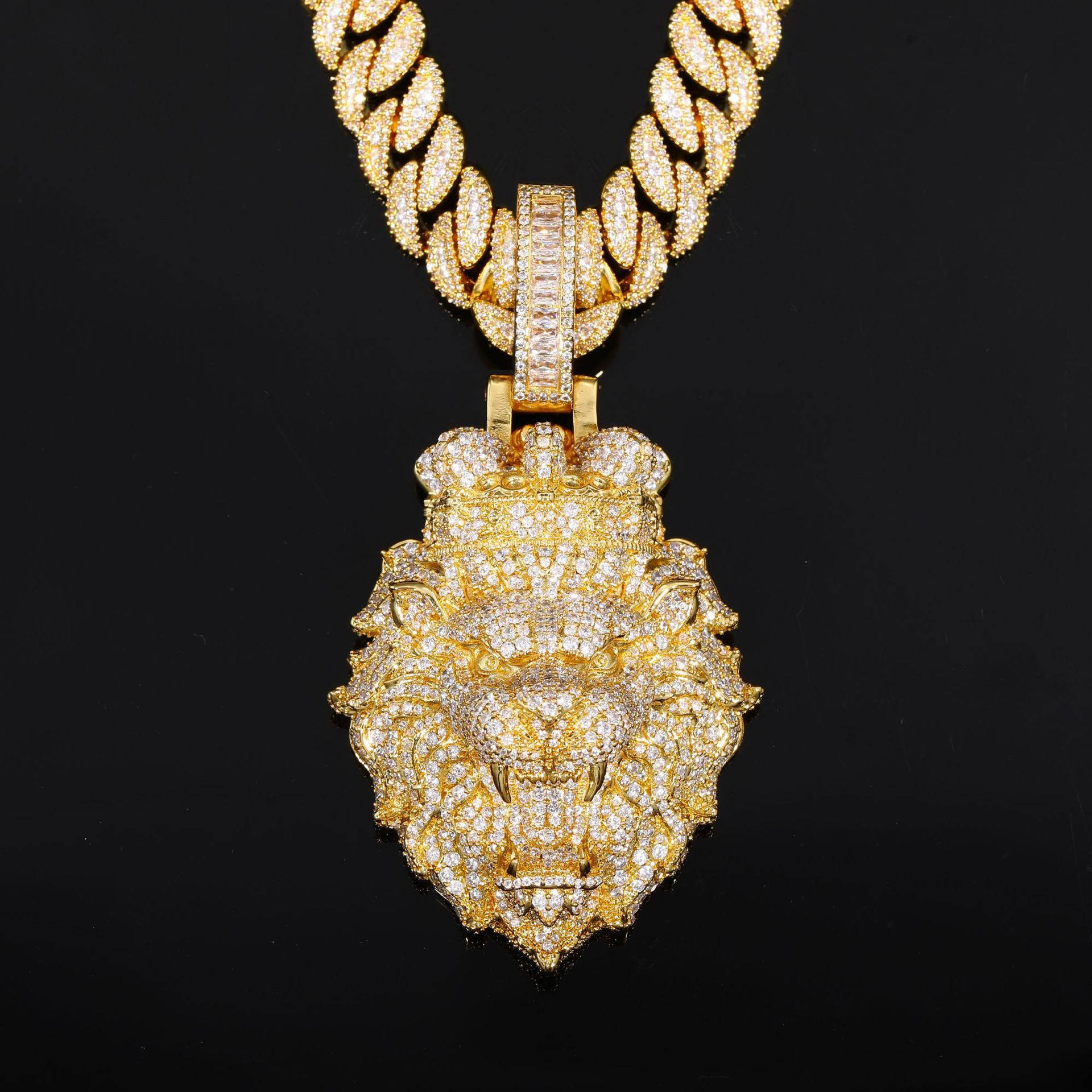 Iced Out Crowned Lion Head Pendant