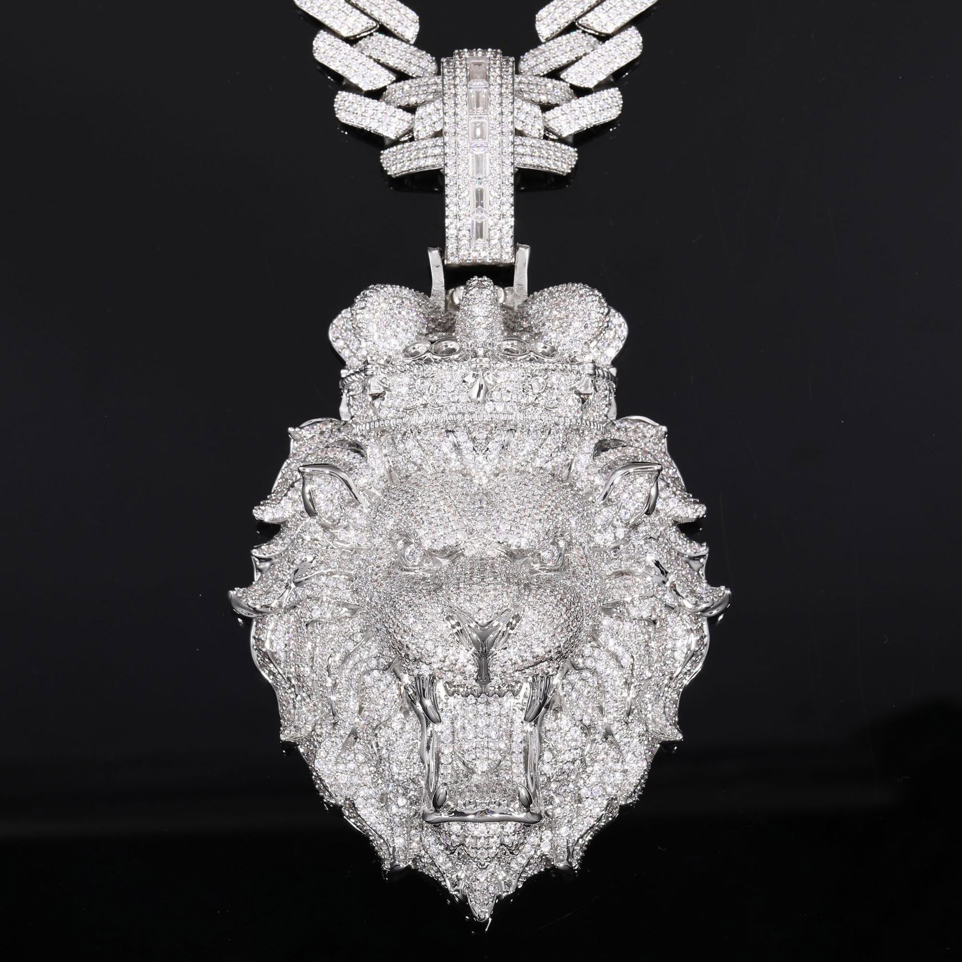 Iced Out Crowned Lion Head Pendant