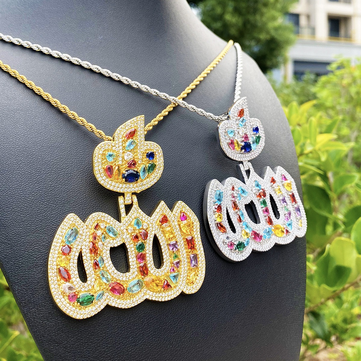 Colored Diamond Allah Pendant (IN STOCK)