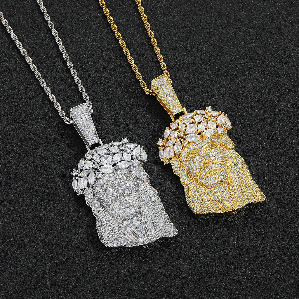 Marquise Cut Crowned Jesus Pendant