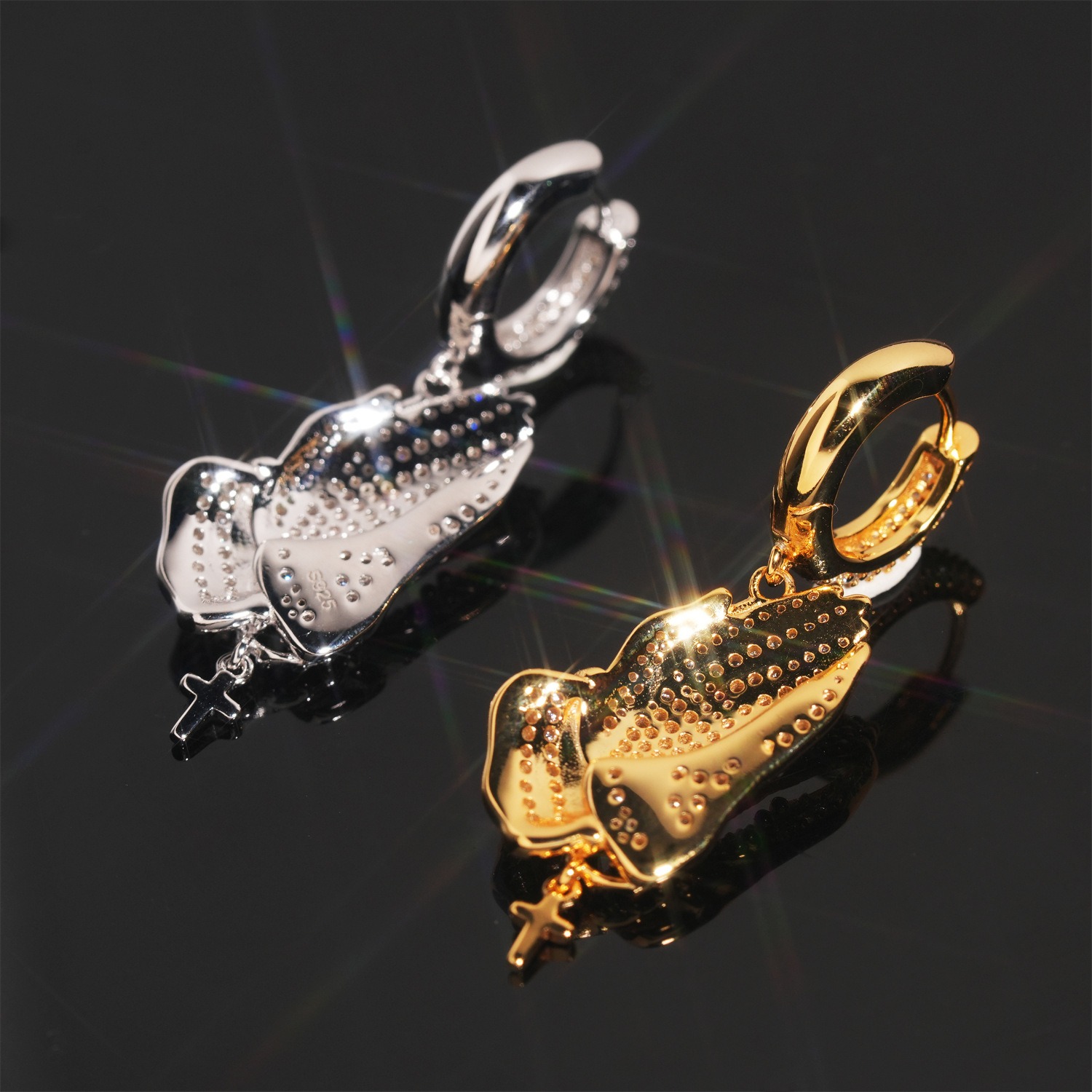 925S & VVS Moissanite Cross Earrings (IN STOCK)