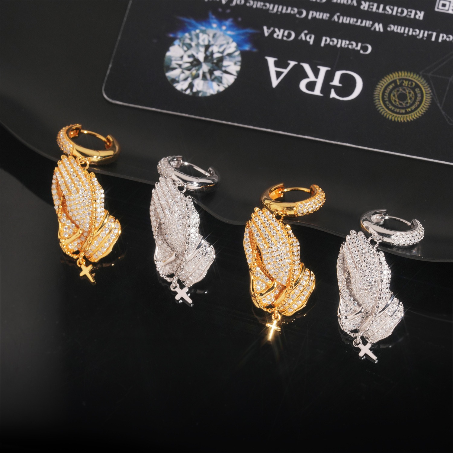 925S & VVS Moissanite Cross Earrings (IN STOCK)