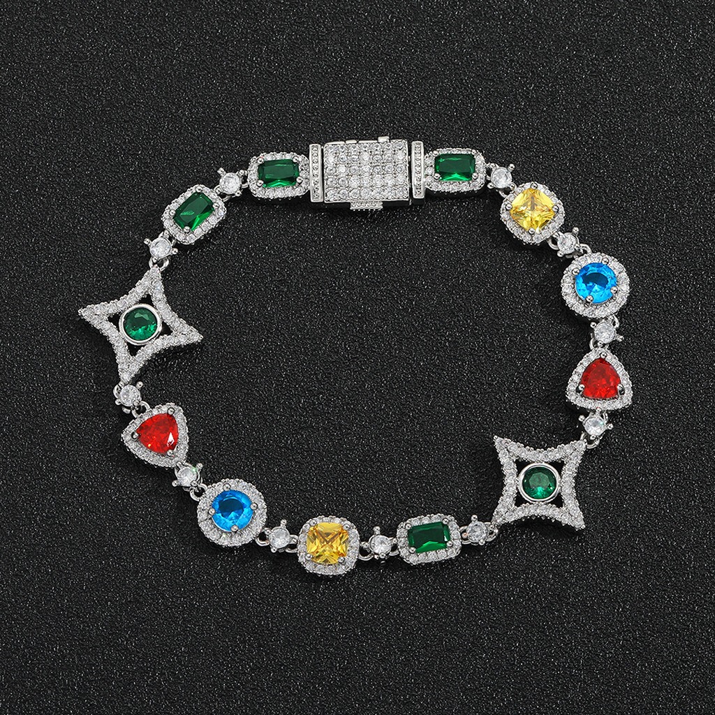 18mm Iced Out Multicolor Mixed Cut Star Tennis Bracelet