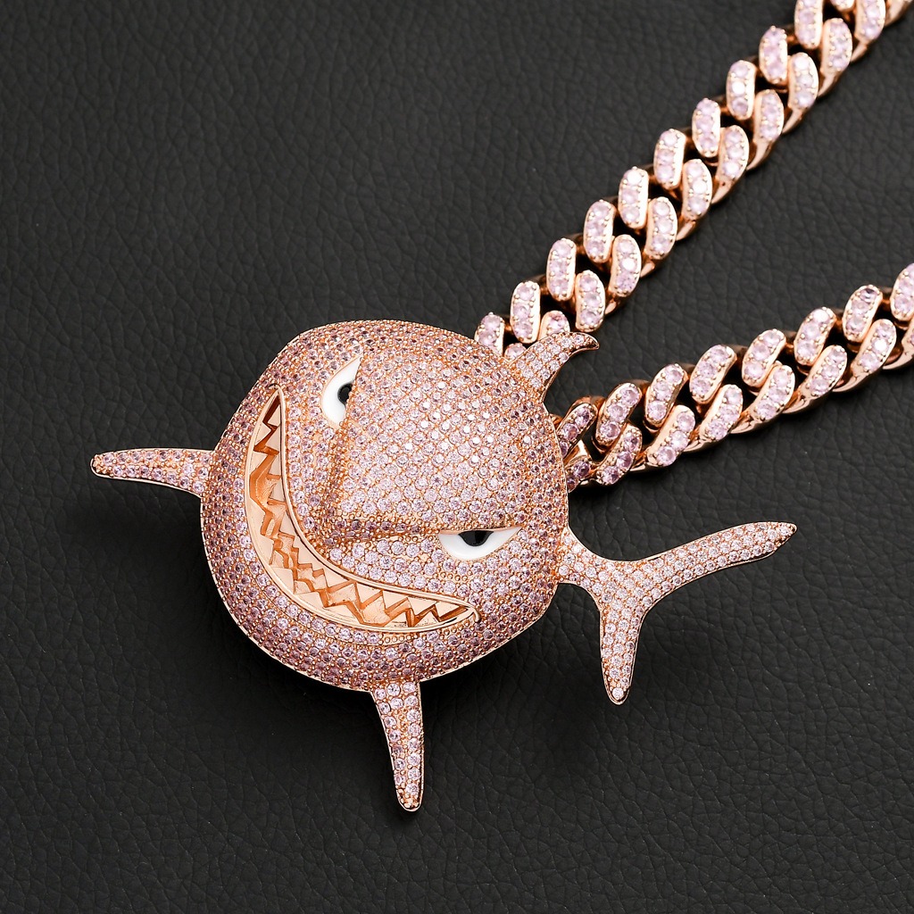 Iced Out Smiling Shark Pendant