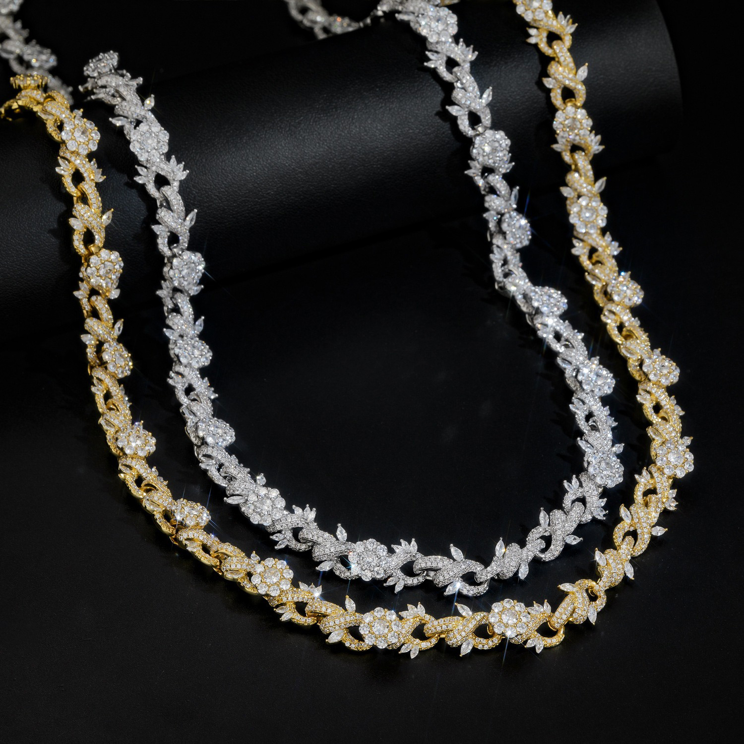 12mm Iced Flower & Infinity Link Chain