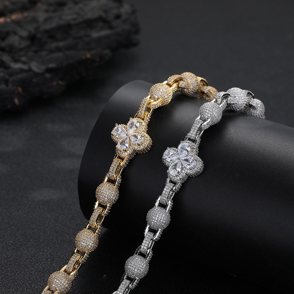 Pear Cut Quatrefoil Ball Link Chain & Bracelet