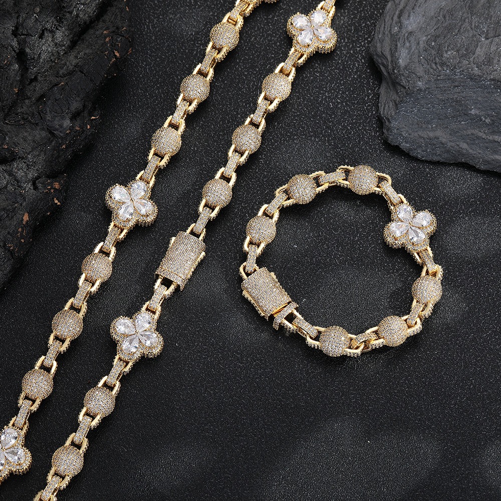 Pear Cut Quatrefoil Ball Link Chain & Bracelet