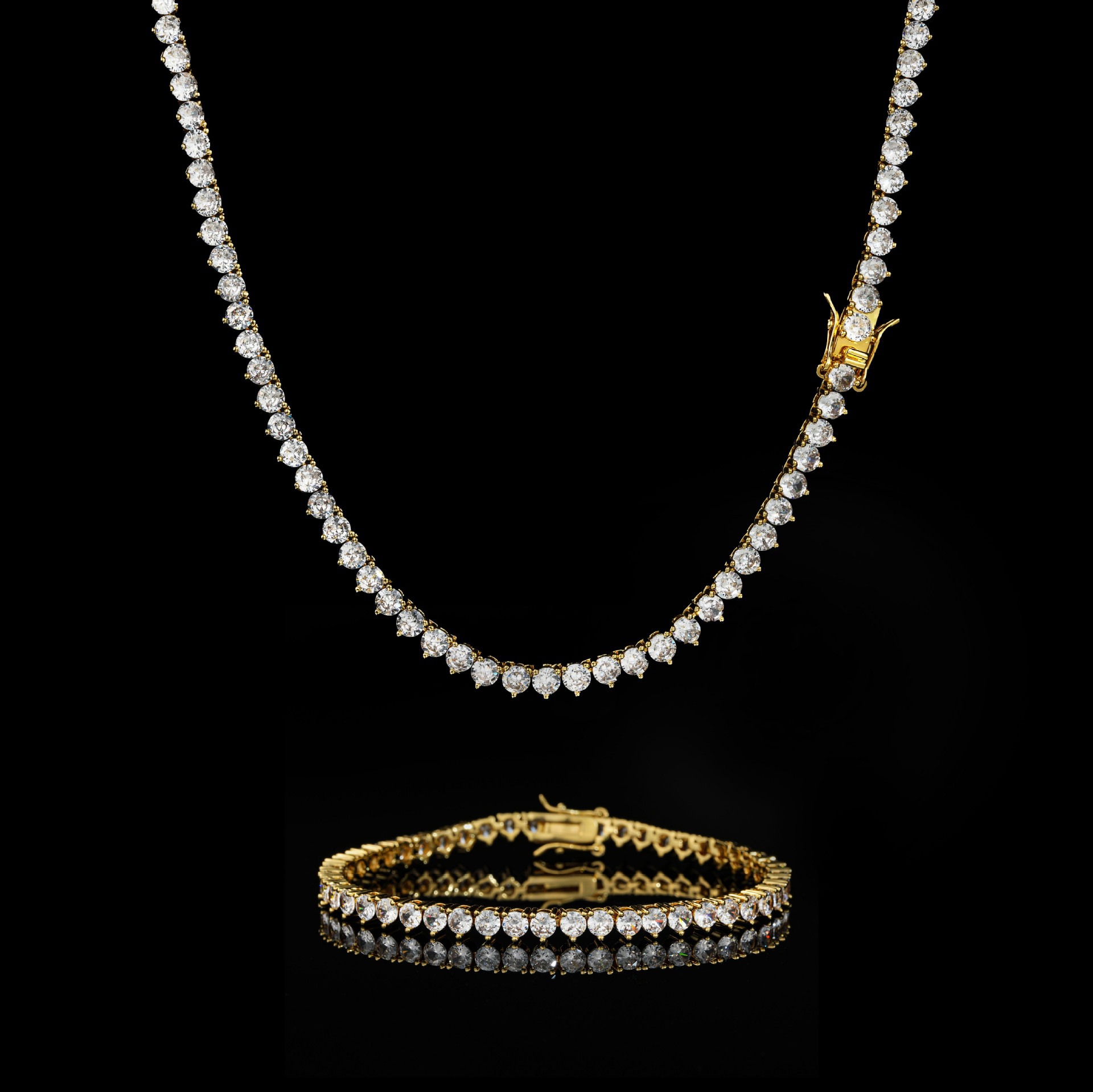 3mm / 4mm Three-Prong Tennis Chain & Bracelet