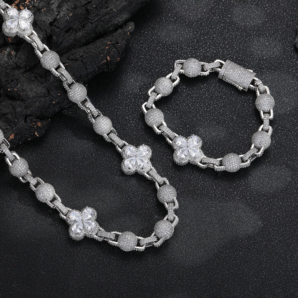 Pear Cut Quatrefoil Ball Link Chain & Bracelet