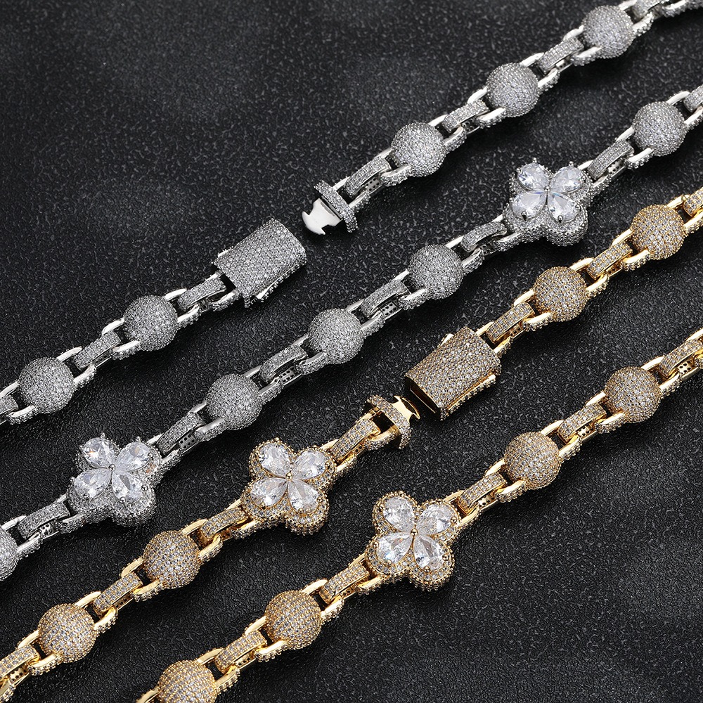 Pear Cut Quatrefoil Ball Link Chain & Bracelet